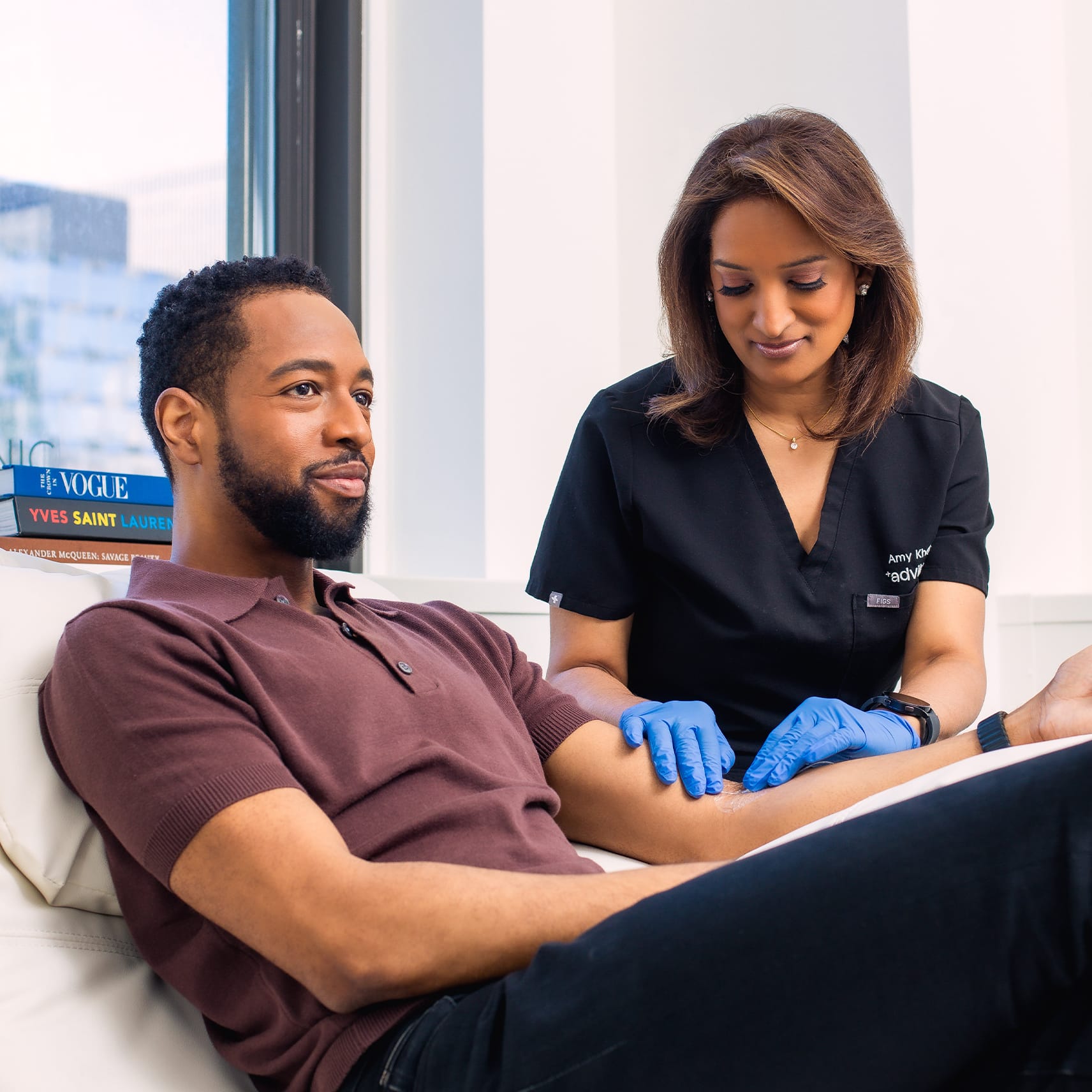 man getting iv therapy treatment