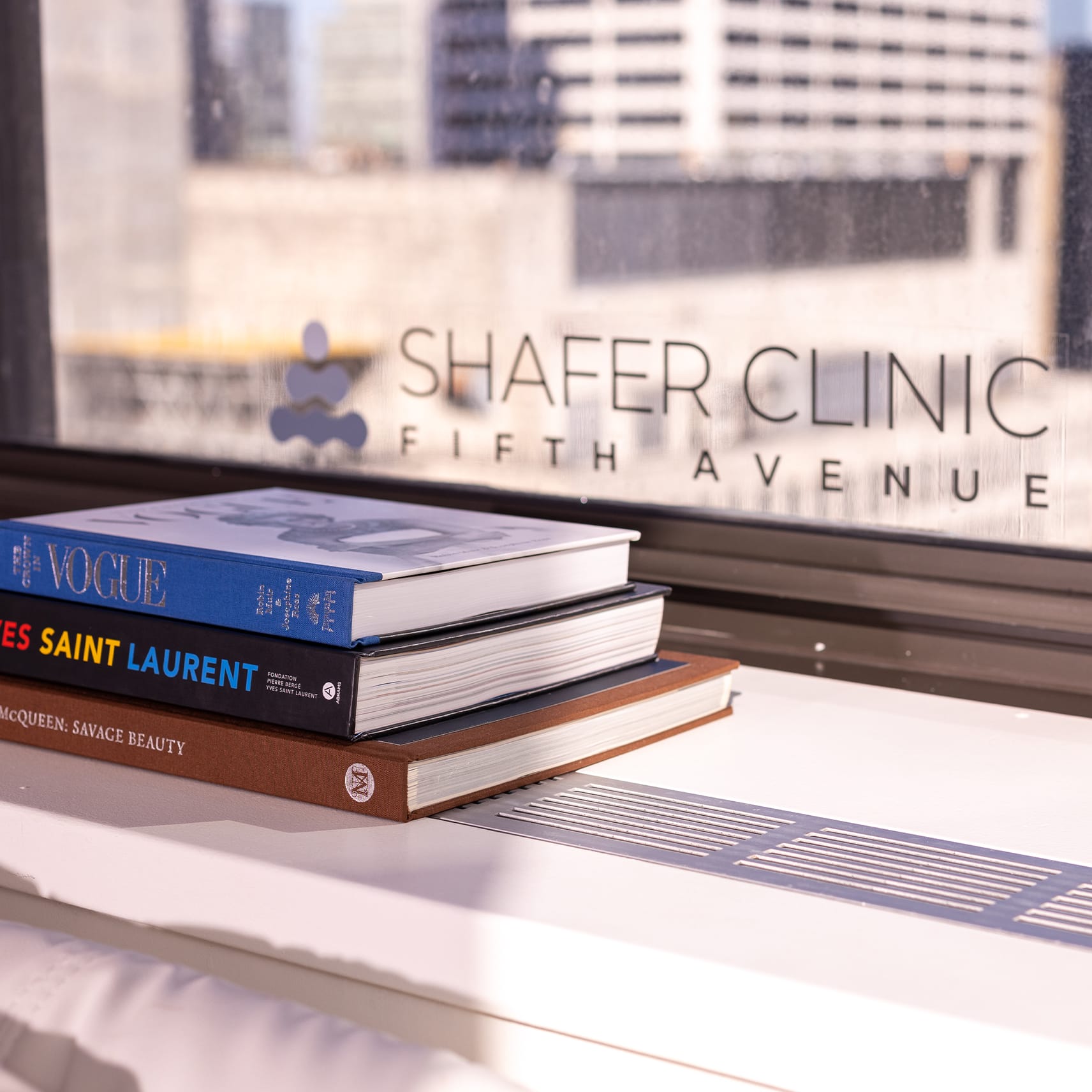 Books on a window sil