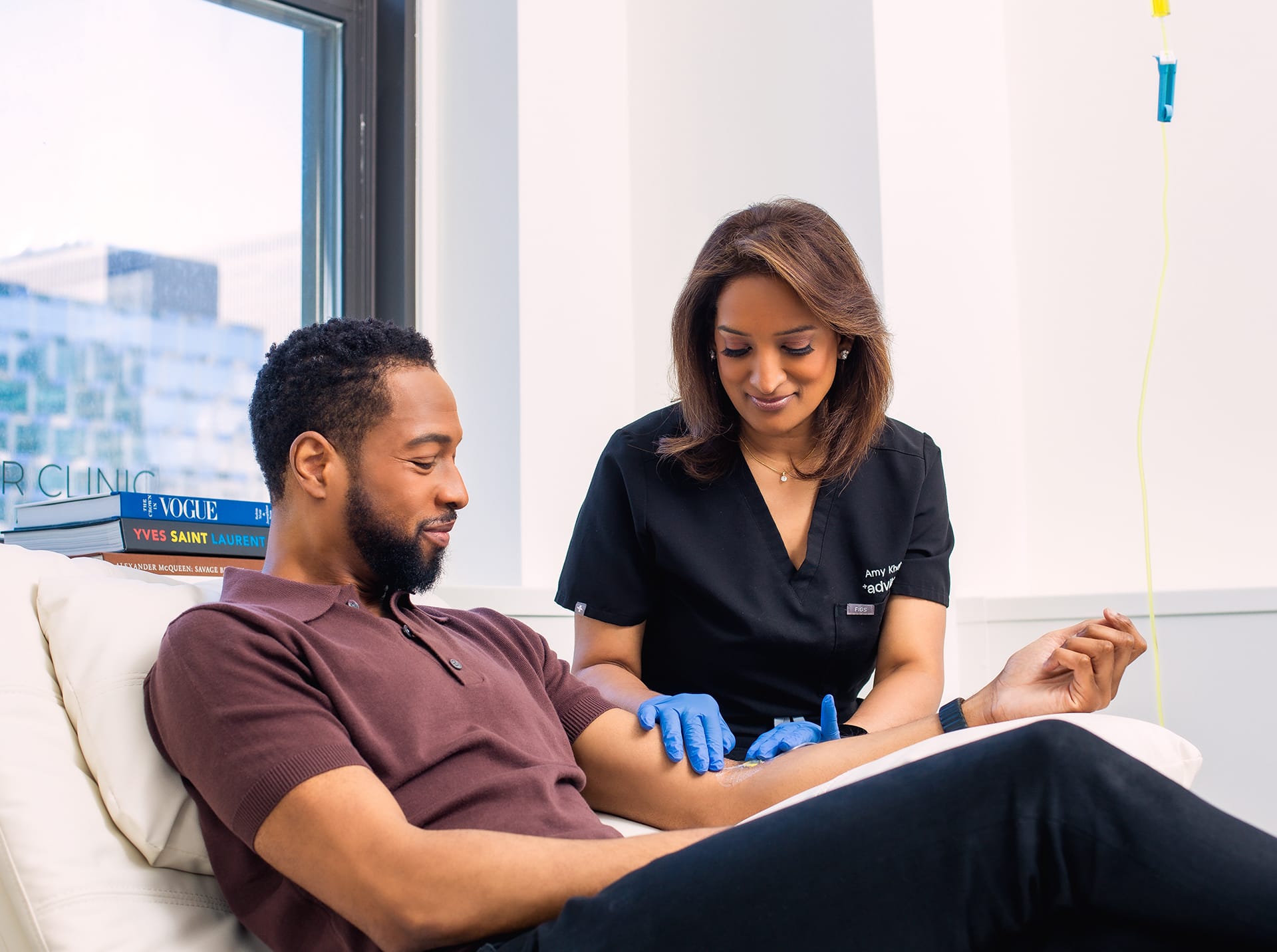 man getting an iv treatment